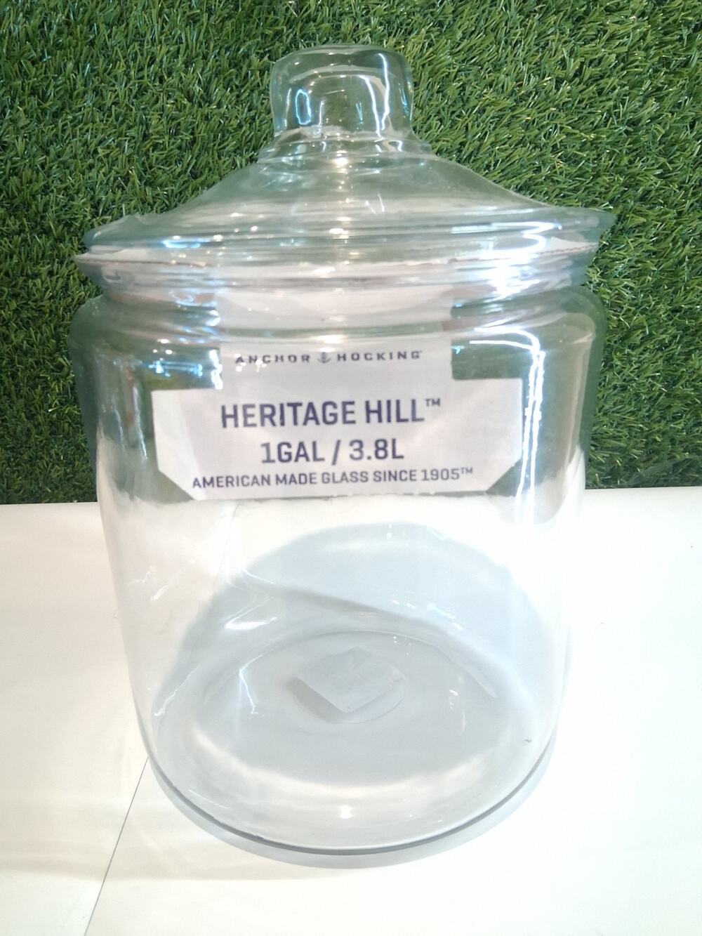 Anchor Hocking Heritage Hill 1 Gallon Glass Storage Jar with Lid Clear 3.8L